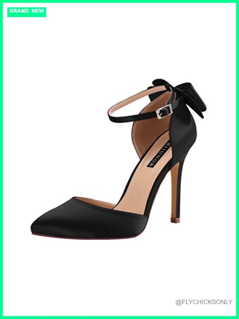 Satin Stiletto Heels Pointy Toe Ankle Strap Bow Wedding Pumps